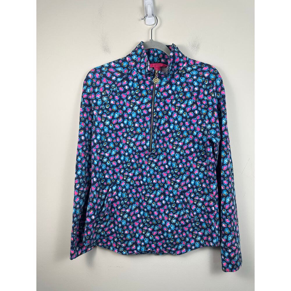 Lilly Pulitzer Skipper Popover In Multicolor Animal Print 1/4 Zip Size Small EUC